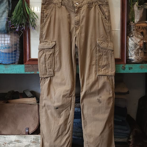 칼하트 워크팬츠 립스탑 카고 팬츠 브라운 33x32