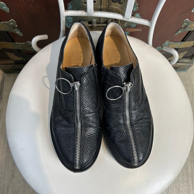 MM6 프론트 집업 레더 옥스포드 슈즈