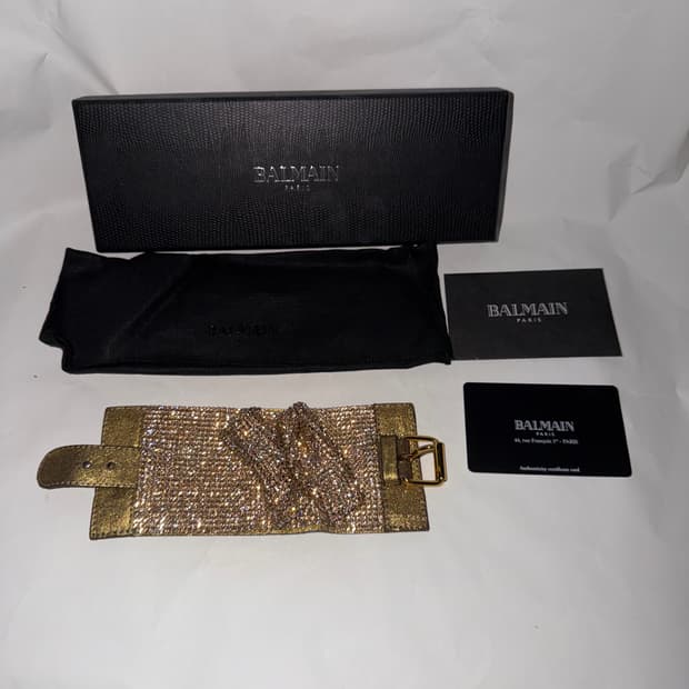 Balmain 11aw 데카르넹 아카이브 골드 레더 브레이슬릿