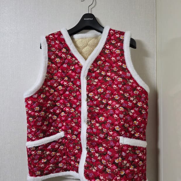 새상품) 꽃무늬 누빔 할머니 김장조끼