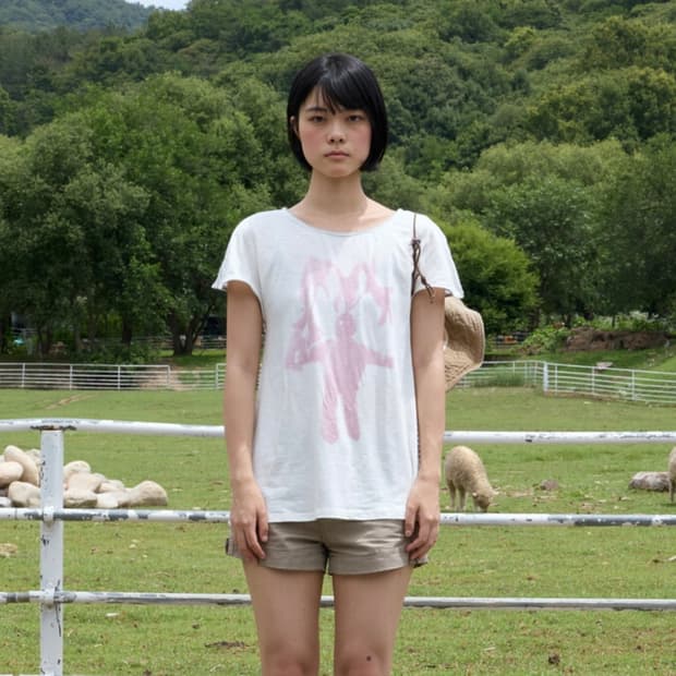 Siamese Bunny Graphic T-shirt - pink