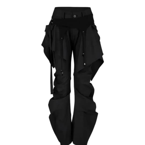 구해요) 카시코 Layered Strap Pants Black