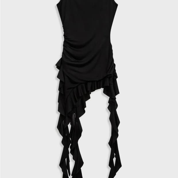 OPEN YY Asymmetric Frill Tank Top  1 사이즈