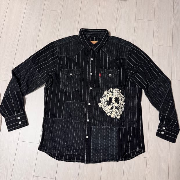 데님 티어스 피스 패치워크 웨스턴 셔츠 L사이즈