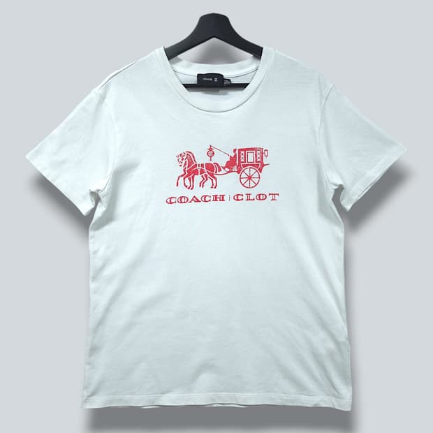 [L] 코치 X 클로트 화이트 호스 앤 캐리지 릴랙스드 반팔 티셔츠