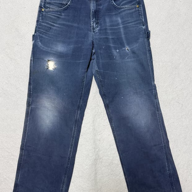 칼하트 빈티지 B159 디스트레스드 네이비 카펜터 팬츠( 32 X 30)