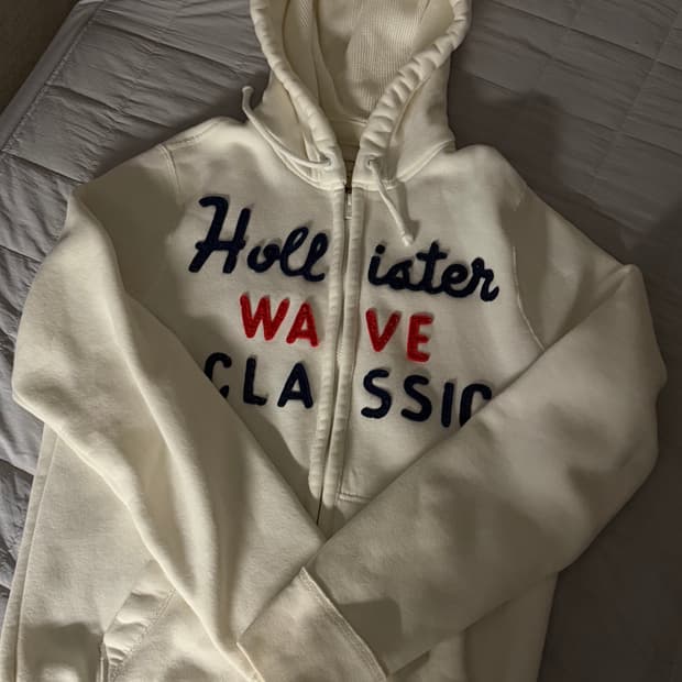 홀리스터 화이트 후드집업 M