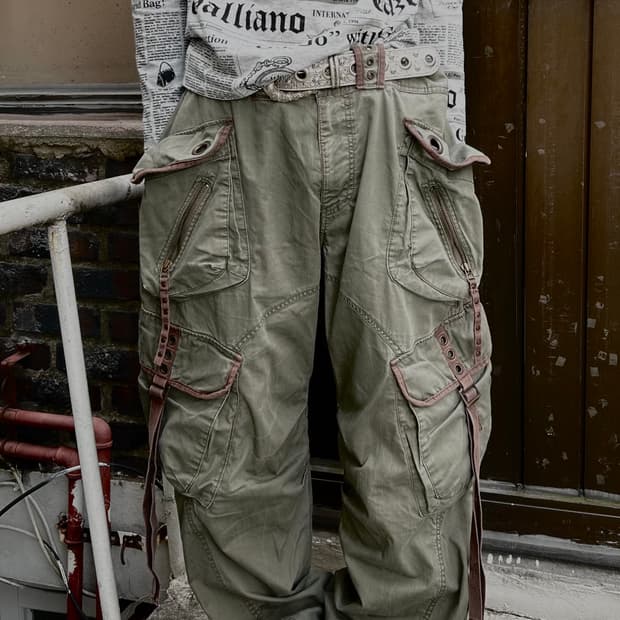 2000s vtg 멀티포켓 그런지 로프 디테일 카고팬츠