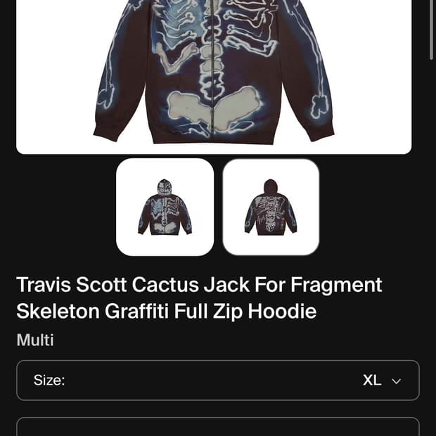 Cactusjack Fragment skeleton hoodie 
