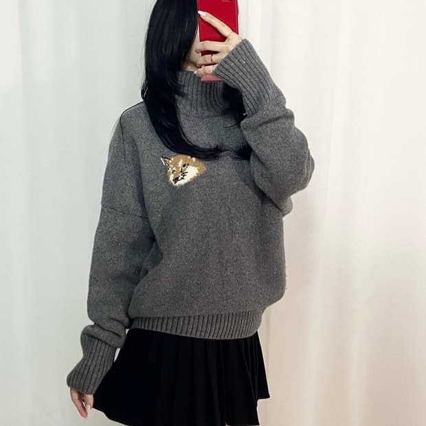 메종키츠네 빅로고 니트