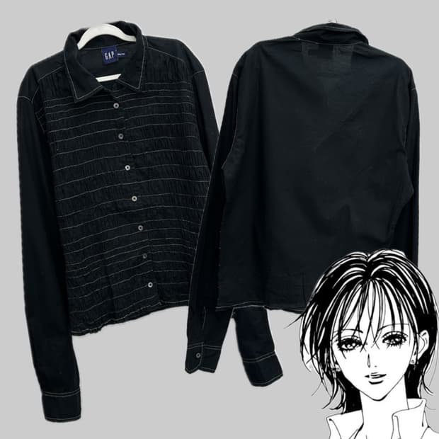 🎸나나깔 재팬 Gap 스티치 셔츠 🎸고스로리 펑크 락시크 블랙 그런지