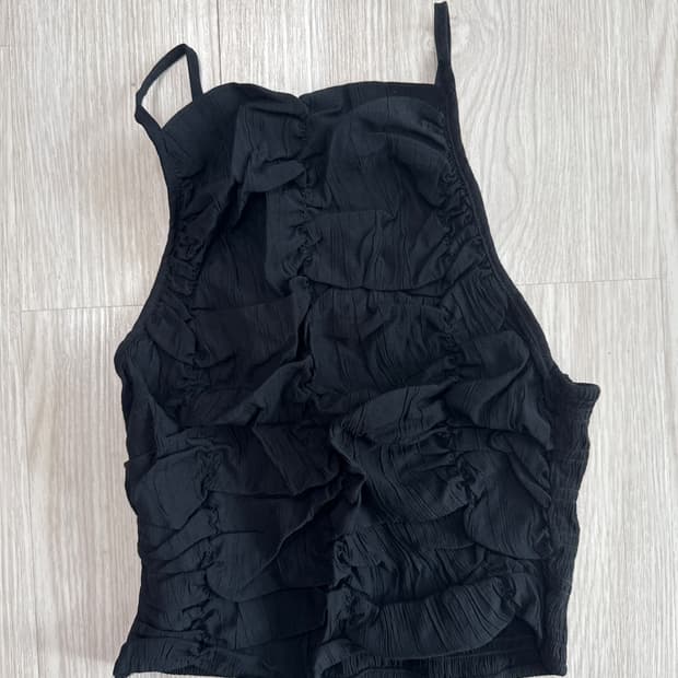 H&M 셔링 스모킹 슬리브리스 블랙