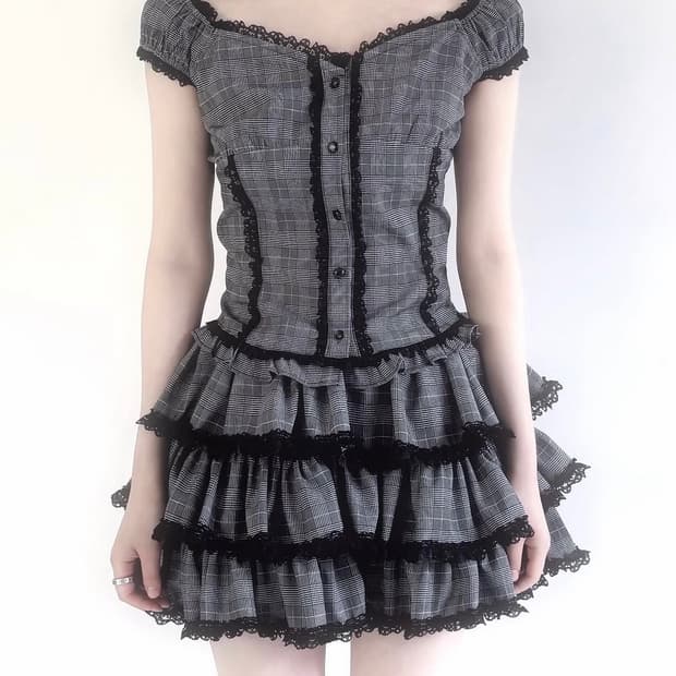 에테르생츄어리 레이스 스커트 체크