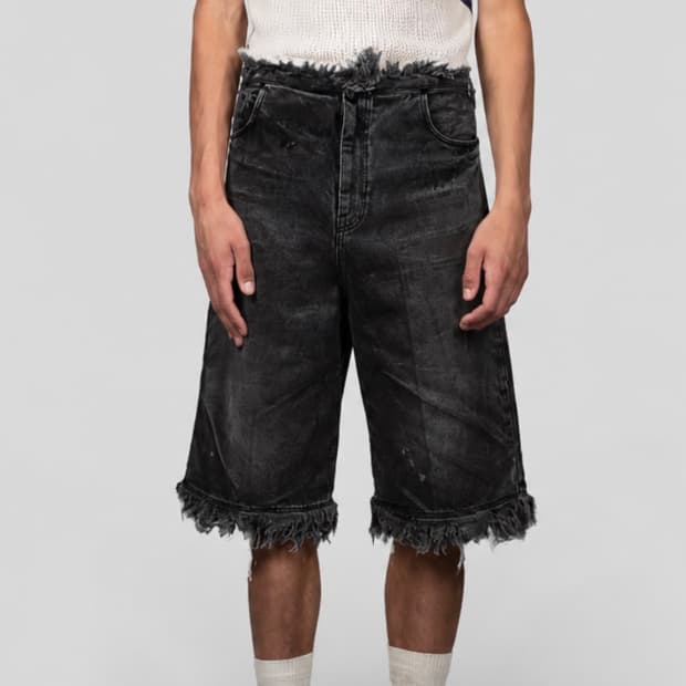 L) 에곤랩 RAW EDGES DENIM SHORT