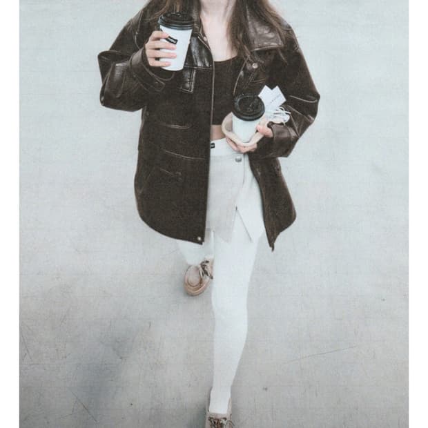 더오유 theohyou 브라운 레더 자켓 새상품