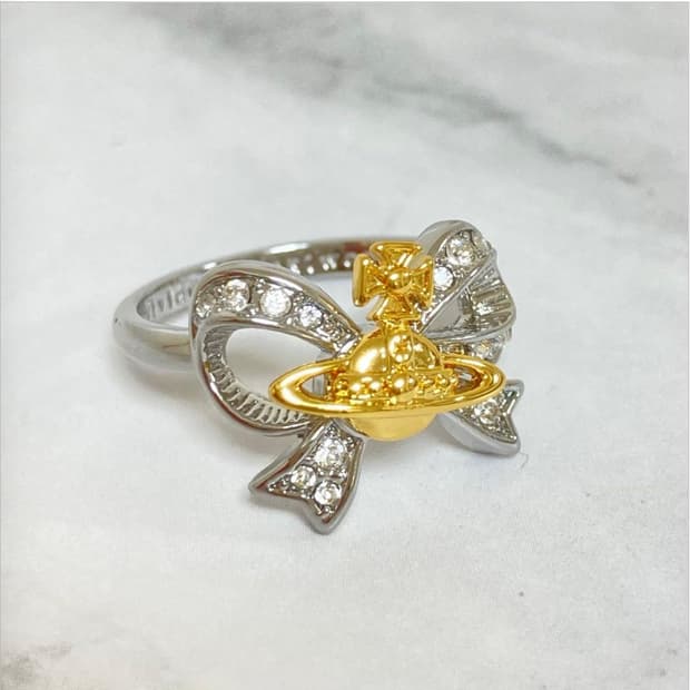 비비안웨스트우드 아카이브 실버 골드 리본 orb링 반지