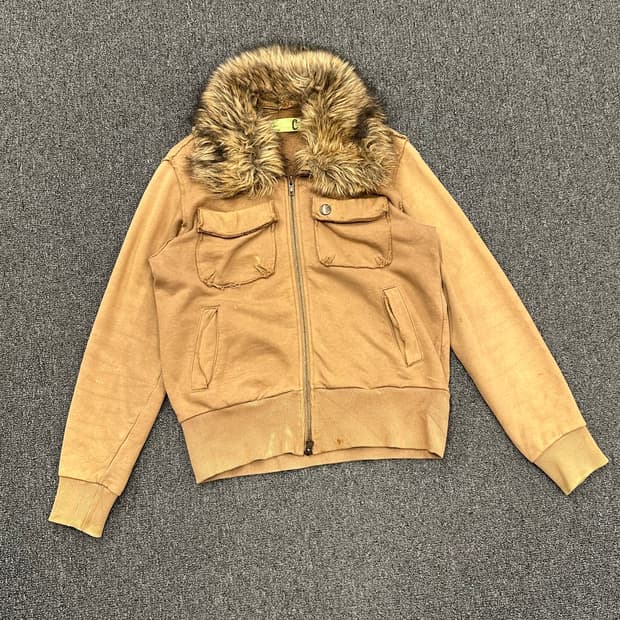 OS)Japanese vintage 여성 퍼 그런지 베이지 자켓