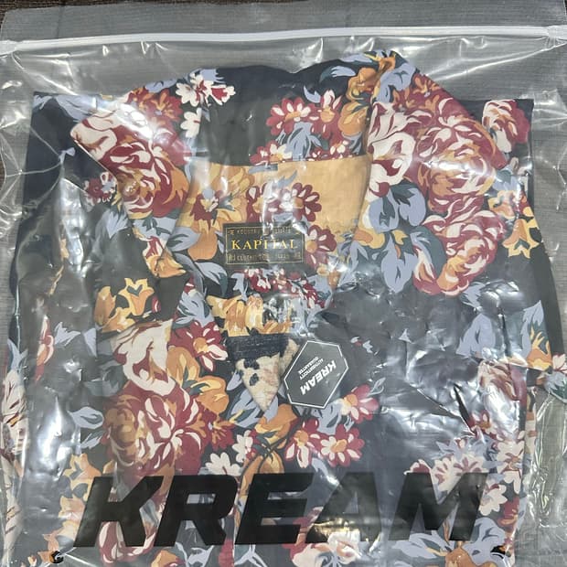 캐피탈 5) 실크 레이온 샴페인 마리아 패턴 랭글 칼라 알로하 셔츠 블랙