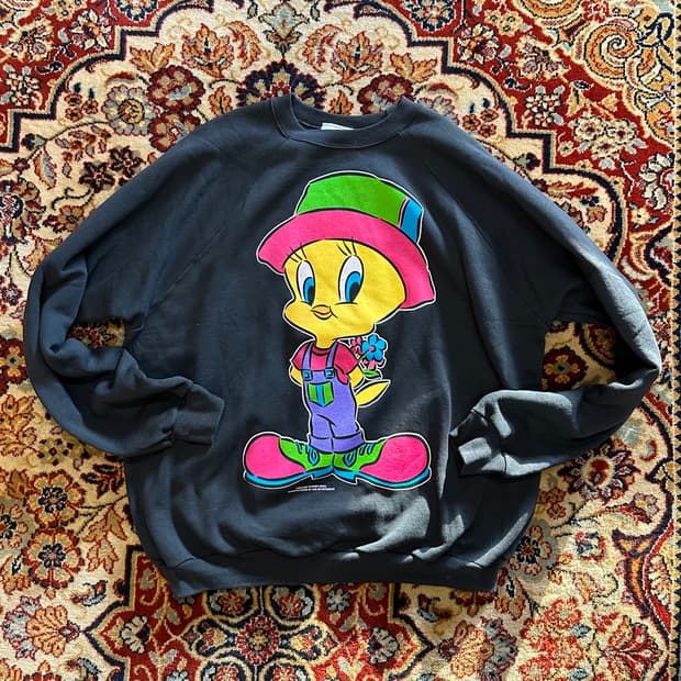 90s 루니툰즈 '힙합 트위티' 50/50 맨투맨 - 3XL