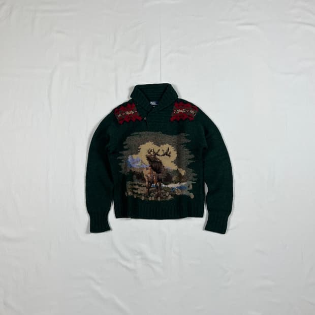 90‘s 폴로랄프로렌 키즈 스포츠맨 숄카라 니트 스웨터