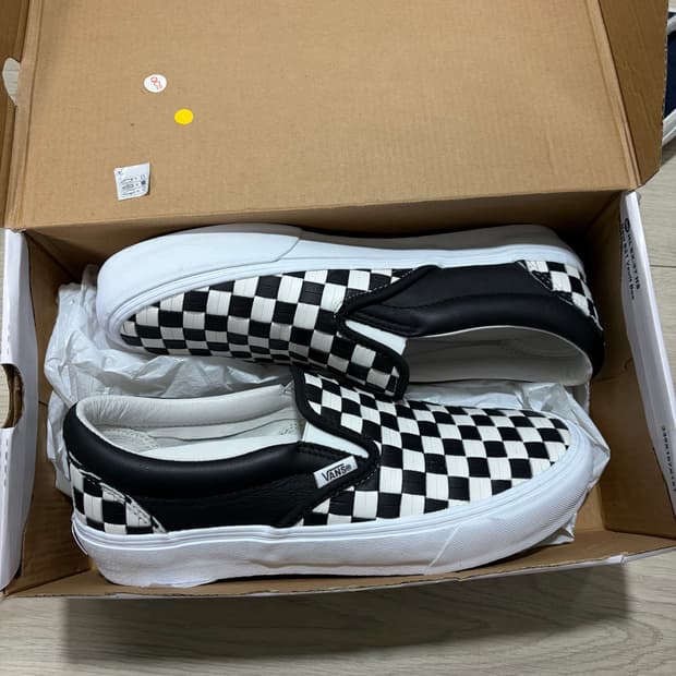 반스 볼트 OG 클래식 슬립온 레더 체커보드 블랙 화이트