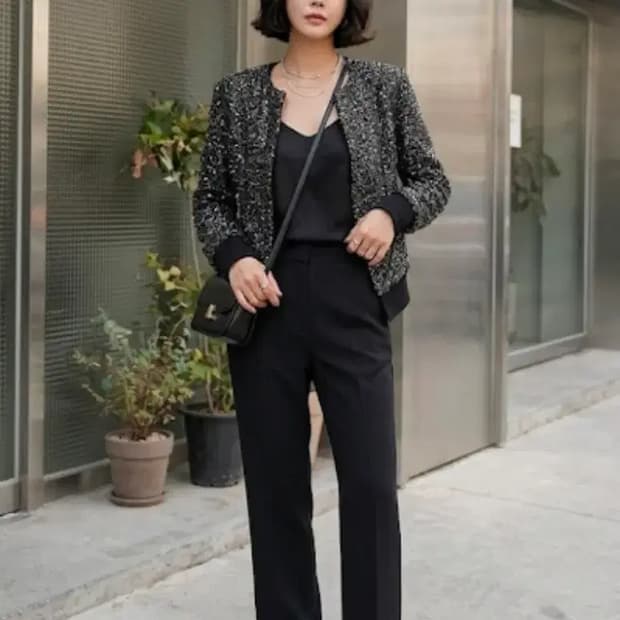 미샤 트위드 자켓 골드블랙 ~55