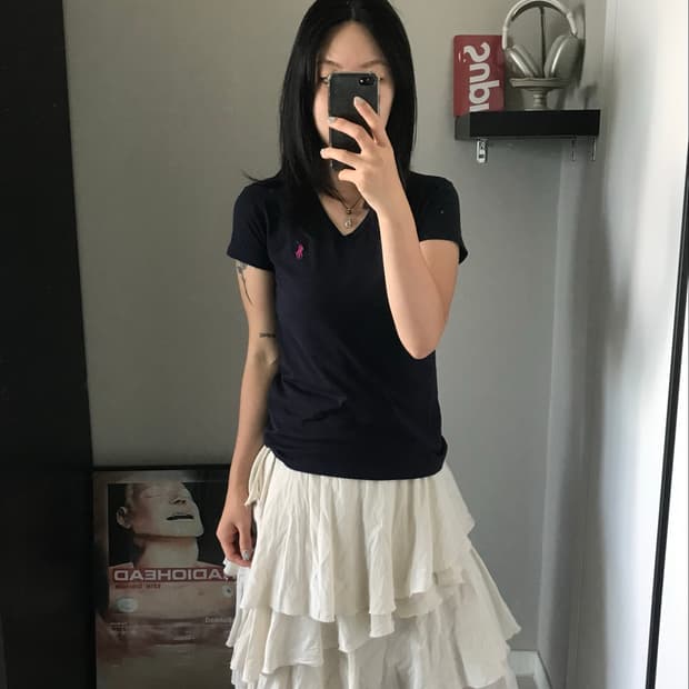 폴로 랄프로렌 스포츠 포니 로고 네이비 브이넥 반팔티