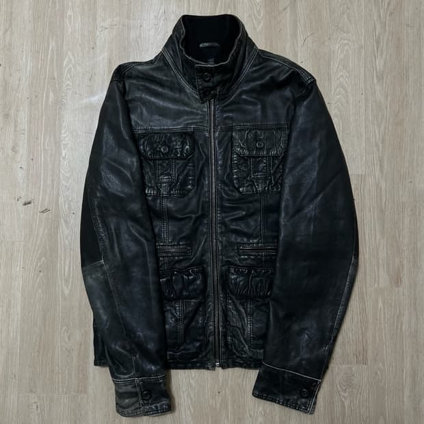 자라 맨 남성 천연 소가죽 싱글 라이더 가죽자켓 L/100 