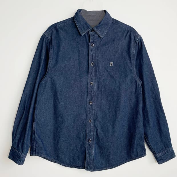 B1 커버낫(COVERNAT) 세미 오버핏 워싱 데님 셔츠 인디고 XS사