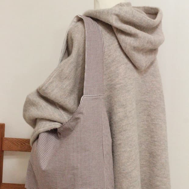 핸드메이드 브라운체크 가방 원핸들백