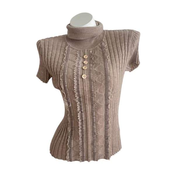 oatmeal pink button knit 