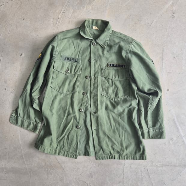 60's OG-107 백사틴 밀리터리 셔츠