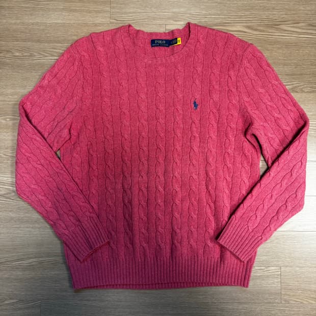 폴로 랄프로렌 핑크 케이블 니트 L