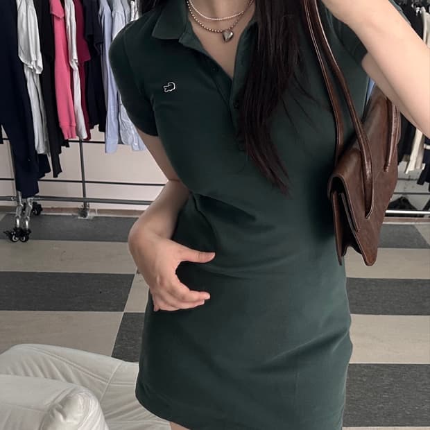 라코스테 뮤트그린 카라 원피스