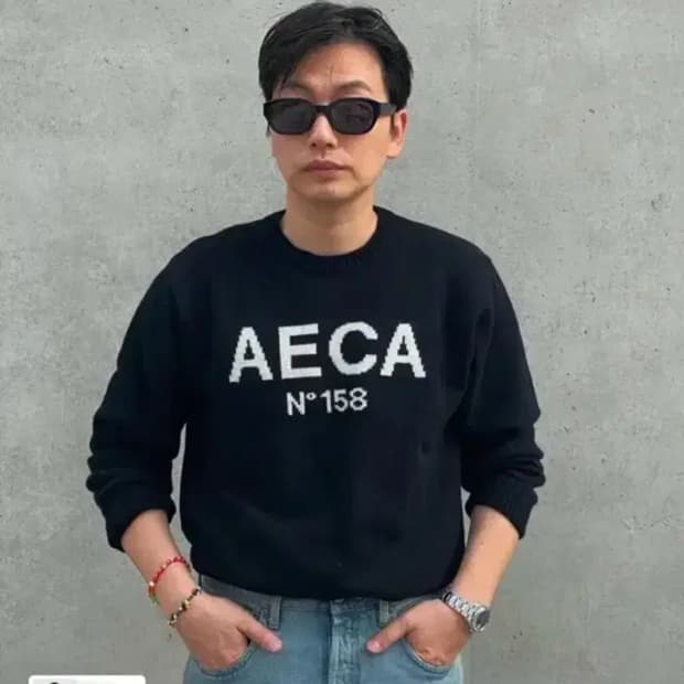 에이카화이트 빅로고 풀오버 니트 블랙 (L)