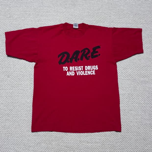(L) 90s 빈티지 DARE 레드 티셔츠 후룻