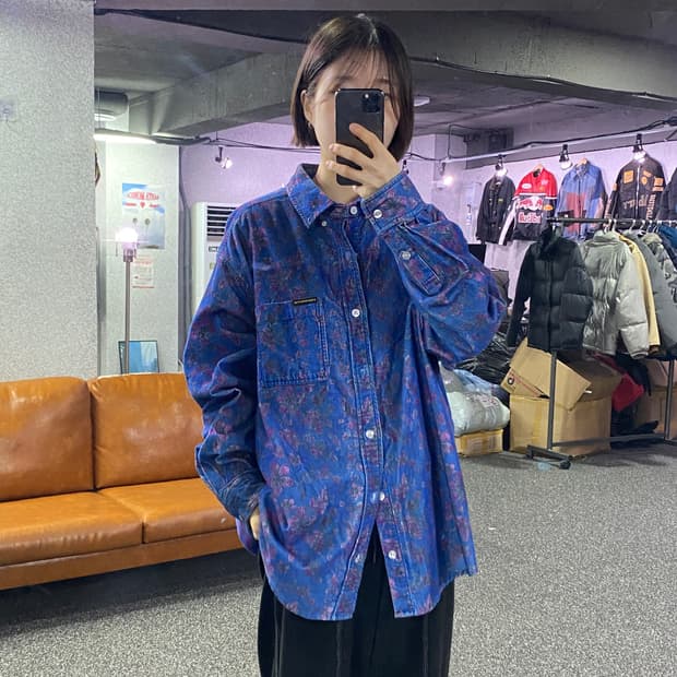 디스이즈네버댓 스몰로고 플로럴 코듀로이 셔츠 B3460 