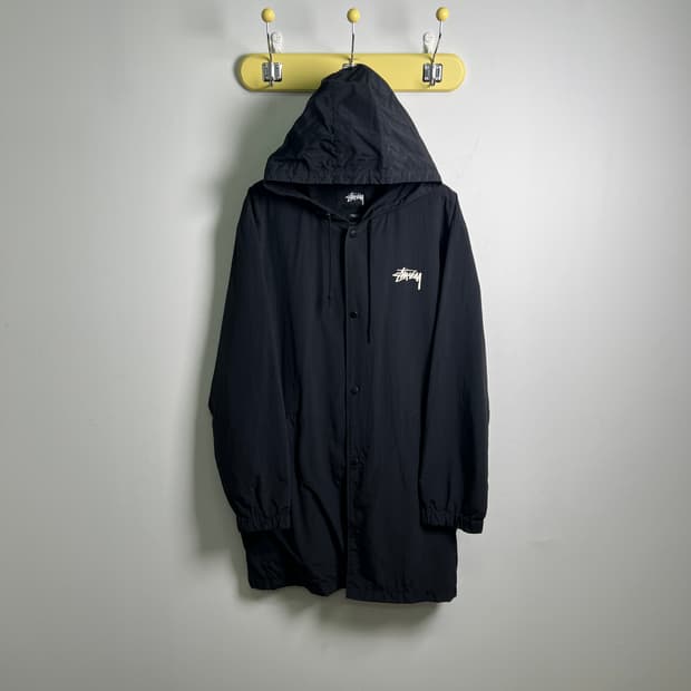스투시 블랙 더블링크 트라이브 후드 자켓 L