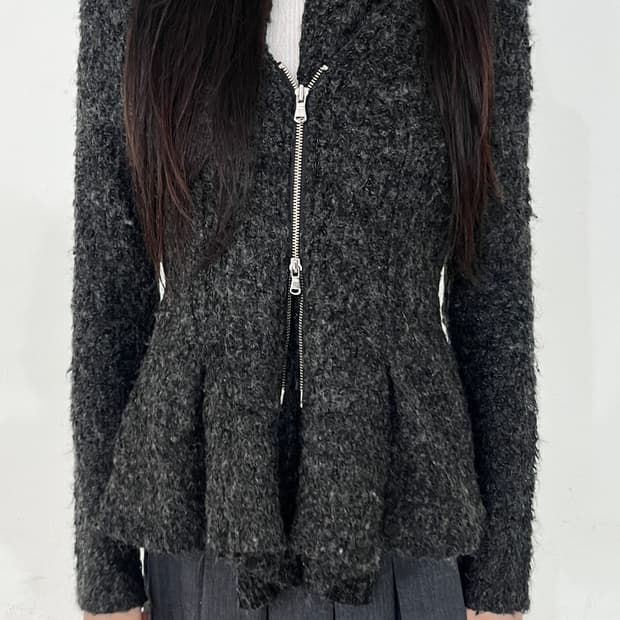 Draped 2way zip knit cd