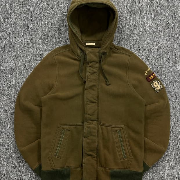 아베크롬비 빈티지 카키 후드집업 L
