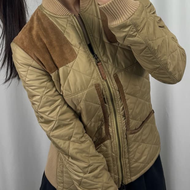 폴로 스웨이드 패치 퀼팅 집업 자켓