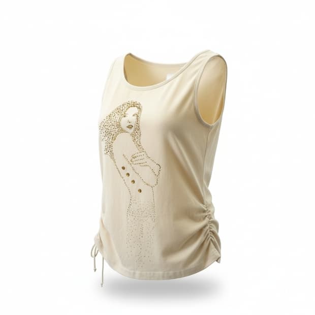 y2k 큐빅 프린팅 사이드 셔링 나시 1887