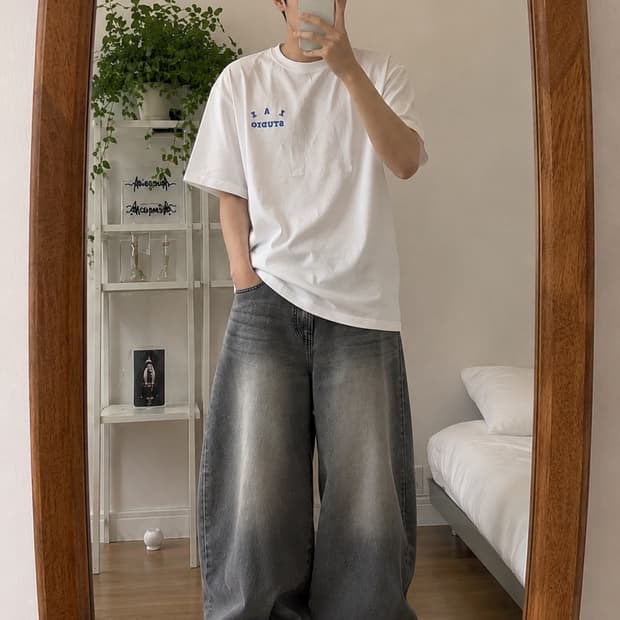 그레이 와이드 팬츠