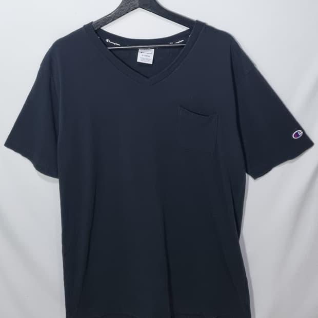 XL ) 챔피온 블랙 브이넥 반팔티