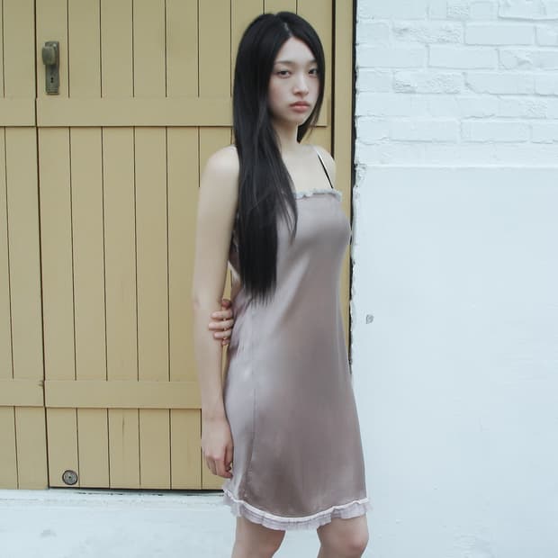 SACAI LUCK ruffle trim slip dress