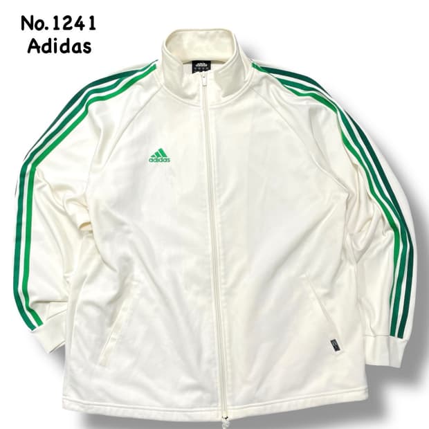 아디다스 흰초 화이트 그린 오버핏 져지 삼선 트랙탑 L XL