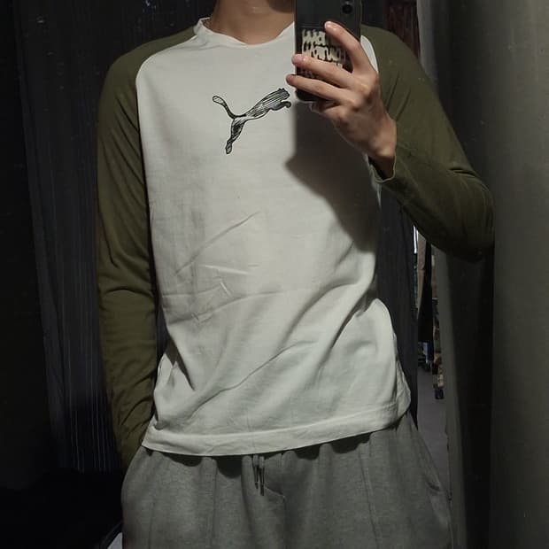 PUMA 퓨마 푸마 JP 카키 화이트 나그랑 레글런 올드스쿨 긴팔 티셔츠
