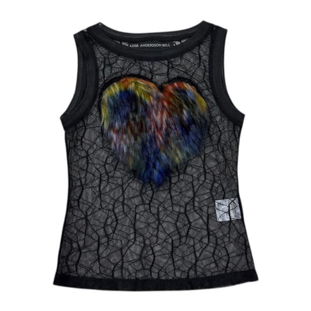 23SS 앤더슨벨 하트 퍼 시스루 메쉬 탑 나시 S