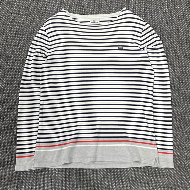 라코스테 자수 패치 스트라이프 롱슬리브 v0304