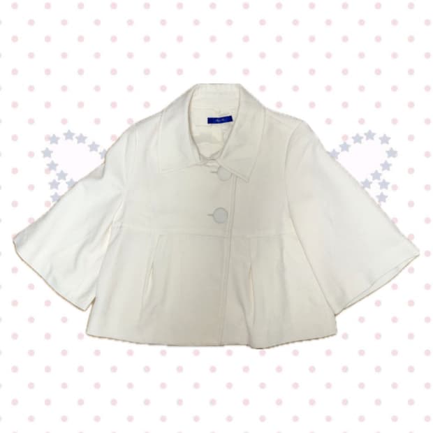 모리걸 히메갸루 화이트아이보리 케이프 동글 자켓 숏코트